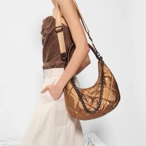 MZ Wallace Quilted Bowery Shoulder Bag Tiger Eye Pearl, NWT